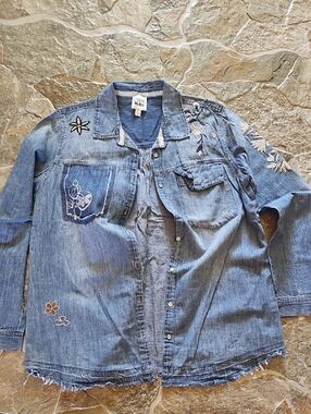 Code Bleu Light Blue Embroidered Denim Shirt